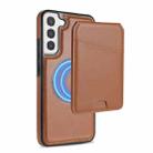 For Samsung Galaxy S21 5G Skin Feel Detachable Card Bag Magsafe Phone Case(Brown) - 1