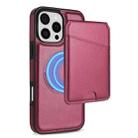 For iPhone 16 Pro Max Skin Feel Detachable Card Bag Magsafe Phone Case(Wine Red) - 1