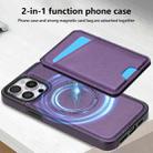 For iPhone 16 Pro Max Skin Feel Detachable Card Bag Magsafe Phone Case(Purple) - 2