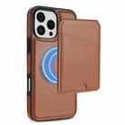 For iPhone 16 Pro Max Skin Feel Detachable Card Bag Magsafe Phone Case(Brown) - 1