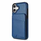 For iPhone 16 Plus Skin Feel Detachable Card Bag Magsafe Phone Case(Blue) - 2