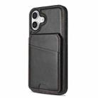 For iPhone 16 Skin Feel Detachable Card Bag Magsafe Phone Case(Black) - 2