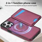For iPhone 15 Pro Max Skin Feel Detachable Card Bag Magsafe Phone Case(Wine Red) - 2