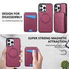 For iPhone 15 Pro Max Skin Feel Detachable Card Bag Magsafe Phone Case(Wine Red) - 3