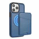 For iPhone 14 Pro Skin Feel Detachable Card Bag Magsafe Phone Case(Blue) - 1