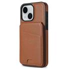 For iPhone 14 Plus Skin Feel Detachable Card Bag Magsafe Phone Case(Brown) - 2