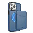 For iPhone 12 Pro Max Skin Feel Detachable Card Bag Magsafe Phone Case(Blue) - 1