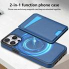 For iPhone 12 Pro Max Skin Feel Detachable Card Bag Magsafe Phone Case(Blue) - 2