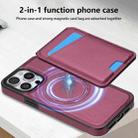 For iPhone 11 Pro Max Skin Feel Detachable Card Bag Magsafe Phone Case(Wine Red) - 2