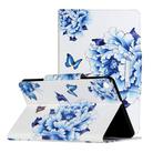 For Amazon Fire HD 10 (2017) Painted Pattern Horizontal Flip Leather Case with Holder(Blue and White Porcelain Butterfly) - 1