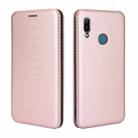 For Huawei Y6 (2019) / Honor Y6s Carbon Fiber Texture Horizontal Flip TPU + PC + PU Leather Case with Card Slot(Pink) - 2