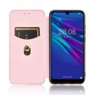 For Huawei Y6 (2019) / Honor Y6s Carbon Fiber Texture Horizontal Flip TPU + PC + PU Leather Case with Card Slot(Pink) - 3