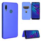 For Huawei Y6 (2019) / Honor Y6s Carbon Fiber Texture Horizontal Flip TPU + PC + PU Leather Case with Card Slot(Blue) - 1