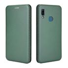 For Huawei Y6 (2019) / Honor Y6s Carbon Fiber Texture Horizontal Flip TPU + PC + PU Leather Case with Card Slot(Green) - 2