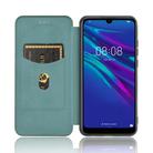 For Huawei Y6 (2019) / Honor Y6s Carbon Fiber Texture Horizontal Flip TPU + PC + PU Leather Case with Card Slot(Green) - 3