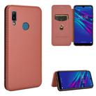 For Huawei Y6 (2019) / Honor Y6s Carbon Fiber Texture Horizontal Flip TPU + PC + PU Leather Case with Card Slot(Brown) - 1