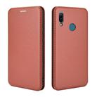 For Huawei Y6 (2019) / Honor Y6s Carbon Fiber Texture Horizontal Flip TPU + PC + PU Leather Case with Card Slot(Brown) - 2