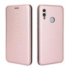 For Huawei Honor 10 Lite / P smart (2019) Carbon Fiber Texture Horizontal Flip TPU + PC + PU Leather Case with Card Slot(Pink) - 2