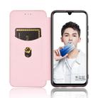 For Huawei Honor 10 Lite / P smart (2019) Carbon Fiber Texture Horizontal Flip TPU + PC + PU Leather Case with Card Slot(Pink) - 3