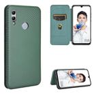 For Huawei Honor 10 Lite / P smart (2019) Carbon Fiber Texture Horizontal Flip TPU + PC + PU Leather Case with Card Slot(Green) - 1