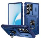 For Samsung Galaxy S25 Ultra 5G Sliding Camshield TPU Hybrid PC Phone Case with Holder(Navy Blue) - 1