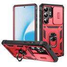 For Samsung Galaxy S25 Ultra 5G Sliding Camshield TPU Hybrid PC Phone Case with Holder(Red+Black) - 1