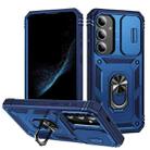 For Samsung Galaxy S25+ 5G Sliding Camshield TPU Hybrid PC Phone Case with Holder(Navy Blue) - 1