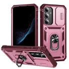 For Samsung Galaxy S25+ 5G Sliding Camshield TPU Hybrid PC Phone Case with Holder(Pink+Rose Red) - 1