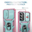 For Samsung Galaxy S25+ 5G Sliding Camshield TPU Hybrid PC Phone Case with Holder(Green+Pink) - 3