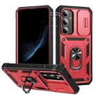 For Samsung Galaxy S25 5G Sliding Camshield TPU Hybrid PC Phone Case with Holder(Red+Black) - 1