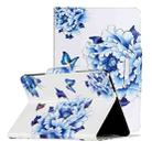 For Huawei MediaPad T5 Painted Pattern Horizontal Flip Leather Case with Holder(Blue and White Porcelain Butterfly) - 1