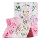 For Huawei MediaPad T3 10 Painted Pattern Horizontal Flip Leather Case with Holder(Leaves Flamingo) - 1