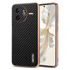 For Redmi K80 Pro AZNS Electroplated Edge Carbon Fiber Texture Phone Case(Black) - 1