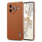 For Redmi K80 Pro AZNS Electroplated Edge Carbon Fiber Texture Phone Case(Brown) - 1