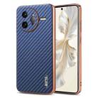 For Redmi K80 Pro AZNS Electroplated Edge Carbon Fiber Texture Phone Case(Blue) - 1