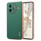 For Redmi K80 Pro AZNS Electroplated Edge Carbon Fiber Texture Phone Case(Green) - 1