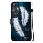 For OPPO A60 4G Crystal Texture Colored Drawing Leather Phone Case(White Butterfly Feathers) - 3