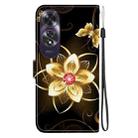 For OPPO A60 4G Crystal Texture Colored Drawing Leather Phone Case(Gold Flower) - 3