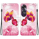 For OPPO A60 4G Crystal Texture Colored Drawing Leather Phone Case(Pink Butterflies) - 1