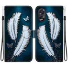 For OPPO A38 4G / A18 Crystal Texture Colored Drawing Leather Phone Case(White Butterfly Feathers) - 1