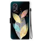 For OPPO A38 4G / A18 Crystal Texture Colored Drawing Leather Phone Case(Colored Leaves) - 3