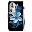 For OPPO Reno11 Pro Global Crystal Texture Colored Drawing Leather Phone Case(Black Orchid) - 3