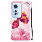 For OPPO Reno11 F Global Crystal Texture Colored Drawing Leather Phone Case(Pink Butterflies) - 3