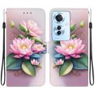 For OPPO Reno11 F Global Crystal Texture Colored Drawing Leather Phone Case(Lotus) - 1