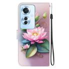 For OPPO Reno11 F Global Crystal Texture Colored Drawing Leather Phone Case(Lotus) - 3