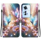 For OPPO Reno11 F Global Crystal Texture Colored Drawing Leather Phone Case(Butterfly Love Flower) - 1
