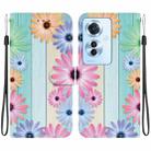 For OPPO Reno11 F Global Crystal Texture Colored Drawing Leather Phone Case(Sunflowers) - 1