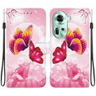 For OPPO Reno11 Global Crystal Texture Colored Drawing Leather Phone Case(Pink Butterflies) - 1