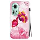 For OPPO Reno11 Global Crystal Texture Colored Drawing Leather Phone Case(Pink Butterflies) - 3