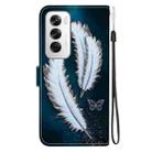 For OPPO Reno12 5G Global Crystal Texture Colored Drawing Leather Phone Case(White Butterfly Feathers) - 3